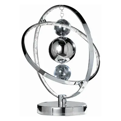 7.7W LED Table Lamp Warm White Unique Chrome Glass Ball Bedside Hoop Ring Light