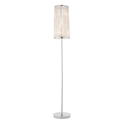 Tall Crystal Floor Lamp Chrome & Glass Modern Free Standing Lounge Feature Light