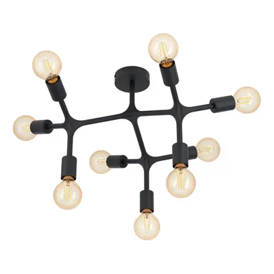 Flush Bulb Ceiling Light Colour Black Arms & Lamp Holders Bulb E27 9x60W