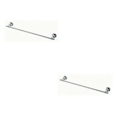 2x Slim Single Towel Rail on Pedestals Concealed Fix 70mm Proj Polished Chrome