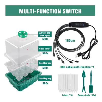 (Multi-function) Seedling Tray Grow Light Kit Pack With Holes Cell Per Tray