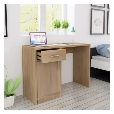 vidaXL Desk with Drawer and Cabinet Oak 100x40x73cm Computer PC Writing Table