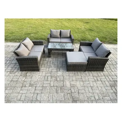 Fimous Seater Rattan Wicker Garden Furniture Patio Conservatory Sofa Set with Coffee Table Doubl