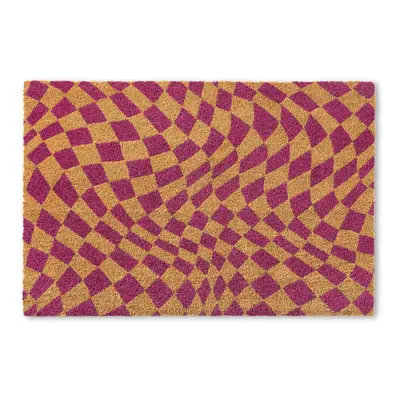 TOWN COUNTRY TERRA Emmett Groovy Checkerboard Door Mat Natural Coir Heavyweight NonSlip Entryway