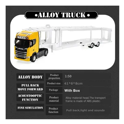 (Yellow Flatbed Truck) 1:50 Simulation Alloy Diecast Large Truck Head Model Container Toy Pull B