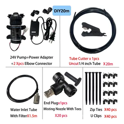 (DIY 20m slip) New Quiet Garden Water Mist Spray Electric Electric Diaphragm Pump Kit Greenhouse