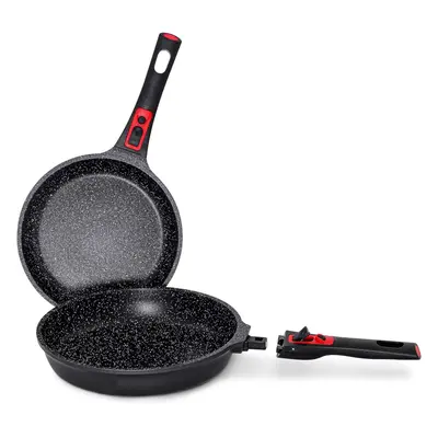 (Frying Pans SET) Non-stick frying pan with removable handle Scratch-resistant & durable Inducti