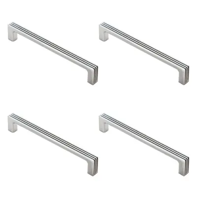 4x Straight D Bar Door Handle with Grooves 160mm Fixing Centres Polished Chrome