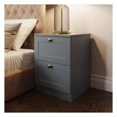 FWStyle Dark Grey Drawer Bedside Chest Table