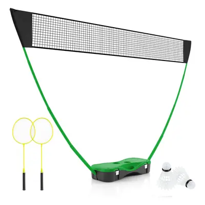 Portable Badminton Net Set All-In-One Badminton Set With Storage Base-Green