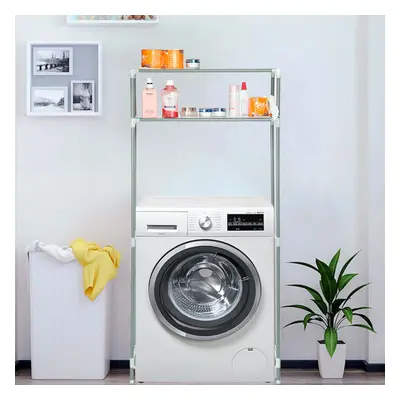 2-tier Bathroom Storage Shelf Above Washing Machine Toilet Floor-standing Rack