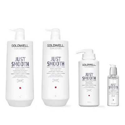 Goldwell Dualsenses Just Smooth Taming Shampoo 1000ml, Conditioner 1000ml, 60sec Treatment 500ml