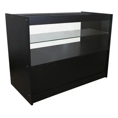 Shop Counter Black Retail Display Storage Showcase Cabinet Glass Shelves C1200