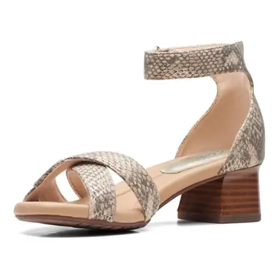 Clarks Women's Desirae Lily Heeled Sandal Beige Metallic Synthetic