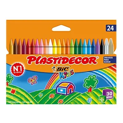 Plastidecor Assorted Colored Crayons (Pack of 24)