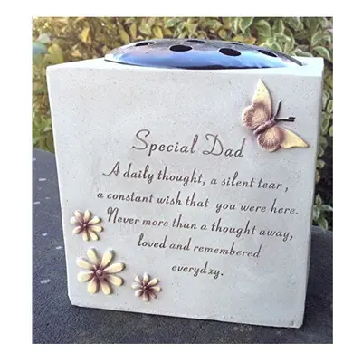 Special Dad - Grave Vase (Rose Bowl) with Butterfly and Flowers - Memorial Garden Graveside