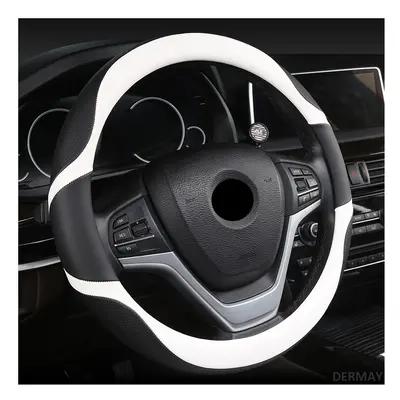 (White) 6Colors Car Steering Wheel Cover micro fiber Leather size fit 96% Cars