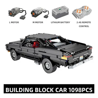 (black) Mould King App Motorized Car With Ultimate Muscle Charger Car Building Blocks Boys Toys 