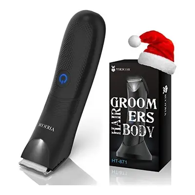 VIKICON Balls Trimmer Men, Pubic & Body Hair Trimmer Men, IPX7 Waterproof Body Groomer w/Light &