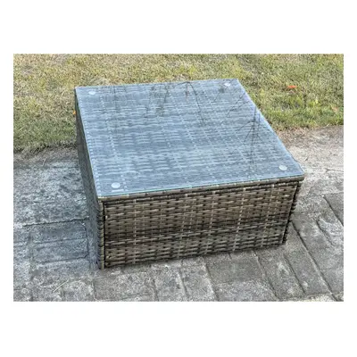 Fimous Square Rattan Coffee Tea Side Table Indoor Outdoor Use Garden Furniture Dark Grey