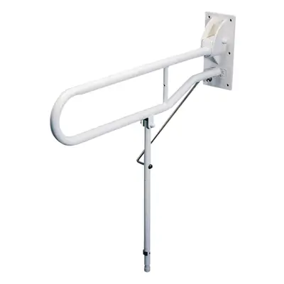 Hinged Support Arm with Backplate and Leg - 600mm Length - Wall Mounted Grab Bar