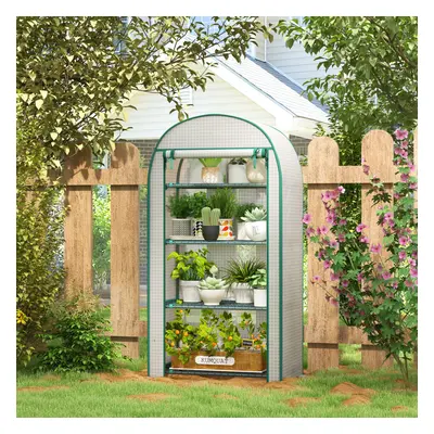 Outsunny x x 160cm Mini Greenhouse Portable Green House with Shelf White