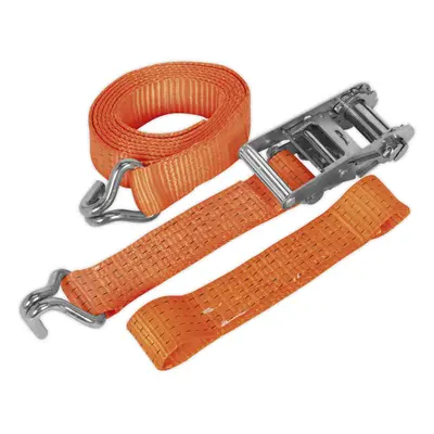 50mm x 3m 5000KG Car Transport Alloy Wheel Ratchet Tie Down Strap - Steel J Hook