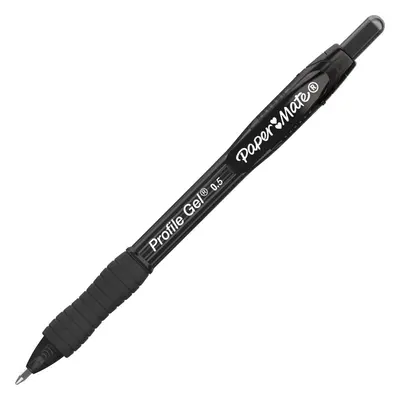 Paper Mate Profile Retractable Gel Pen Fine 0.5 mm Black Ink Translucent Black Barrel Dozen (PAP