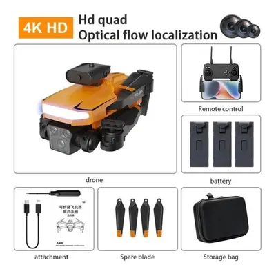 (4K battery, Orange) New P18 UAV ESC Dual Camera Brushless Optical Flow Positioning WIFI FPV Fix