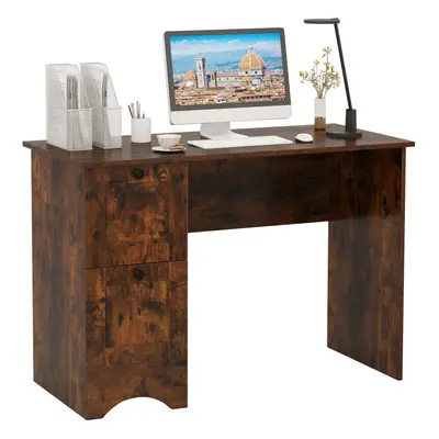 Computer Desk Home Office Writing Study Desk with Drawers-Brown