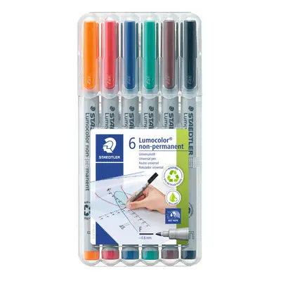 Staedtler Lumograph Non-Permanent Wet Erase Marker Pens Fine Tip Refillable Colored Markers Pack