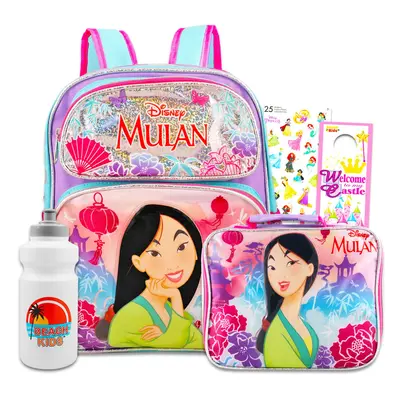 Disney Mulan Backpack and Lunch Box Set for Kids - Bundle with 12"" Mulan Mini Backpack Mulan Lu