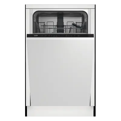 Beko DIS15020 Fully Integrated Slimline Dishwasher - Silver Control Panel with Fixed Door Fixing