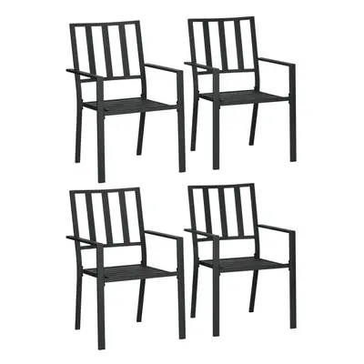 Outsunny PCs Stackable Outdoor Garden Chairs with Metal Slatted Design, Black