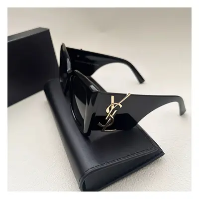 NEW Saint Laurent SL Black Large Rim Sunglasses Gold Logo Hot.