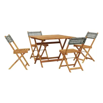 vidaXL Garden Dining Set Piece Table & Chair Grey Poly Rattan and Solid Wood