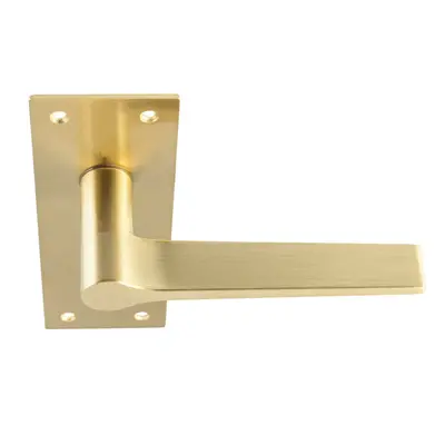 PAIR Flat Straight Handle on Slim Lock Backplate x 50mm Antique Brass