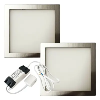 2x 6W LED Kitchen Flush Panel Spot Light & Driver Brushed Nickel Natural White