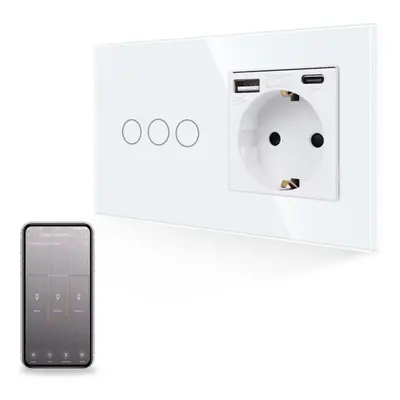 (white, Socket No WIFI-WiFi 3gang) Eu Wifi Smart Switch With Usb Power Socket Plug Wall Power Cr