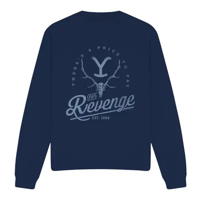 (L, Navy) Yellowstone Unisex Adult Revenge Skull Sweatshirt