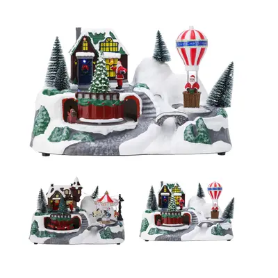 Light-up Christmas Village Scene | Illuminated LED Ornament with Movement