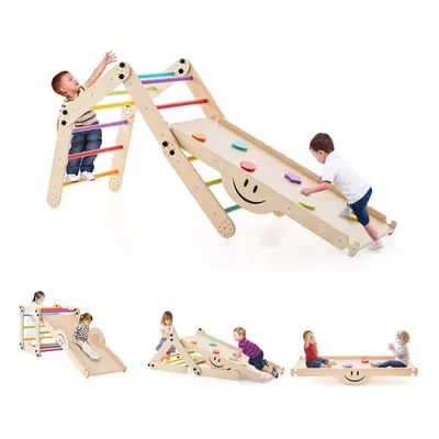 Toddlers Montessori Climbing Set Reversible Wooden Climber Toys