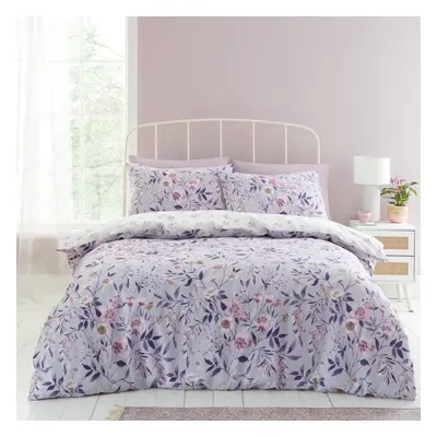 Catherine Lansfield Isadora Floral Reversible King Duvet Cover Set with Pillowcases Lilac