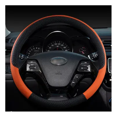 (Orange) Leather Sport Car Steering Wheel Cover leather braid on the steering wheel