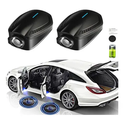 (2 Pcs, for BMW) Led Car Logo Lights Auto Door Laser Projector Rechargeable Wireless Welcome