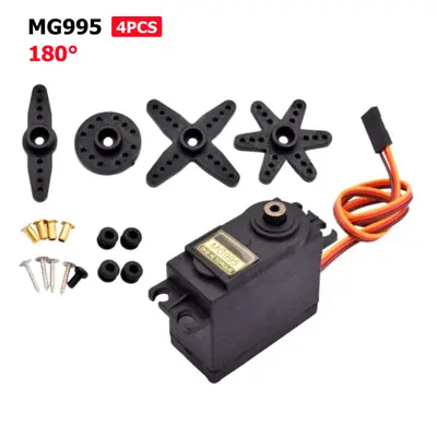 (MG995-4PCS-180) MG995 360 Arduino Metal Gear RC Car Servo Motor High Speed Torque Servomotor To