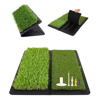 (Dark Green) Golf Mat, Replaceable Golf Hitting Mat with Antislip Rubber Base