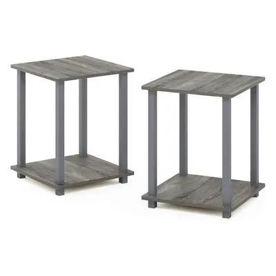 (French Oak/Grey) 2-Pack End Table, Side Table, French Oak Grey/Grey, 39.6 x 39.6 cm (2-Pack)