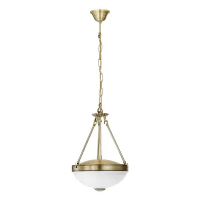 Pendant Ceiling Light Colour Bronzed Shade White Satin Glass Bulb E27 2x60W