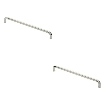 2x Round D Bar Pull Handle x 19mm 450mm Fixing Centres Bright Steel